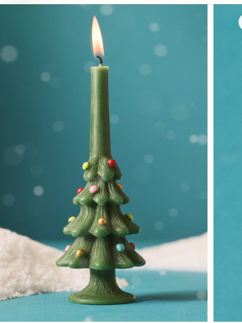 Two Green Holiday Tree Candle - Decorative Christmas Taper
